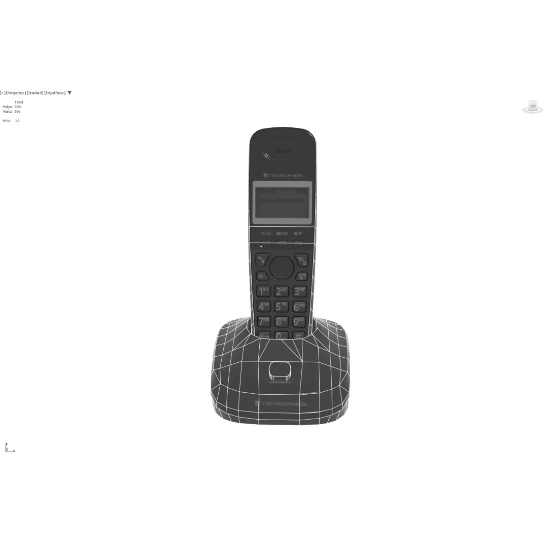 Office Phone 3D Model – Low Poly PBR Game Asset, FBX - View 12