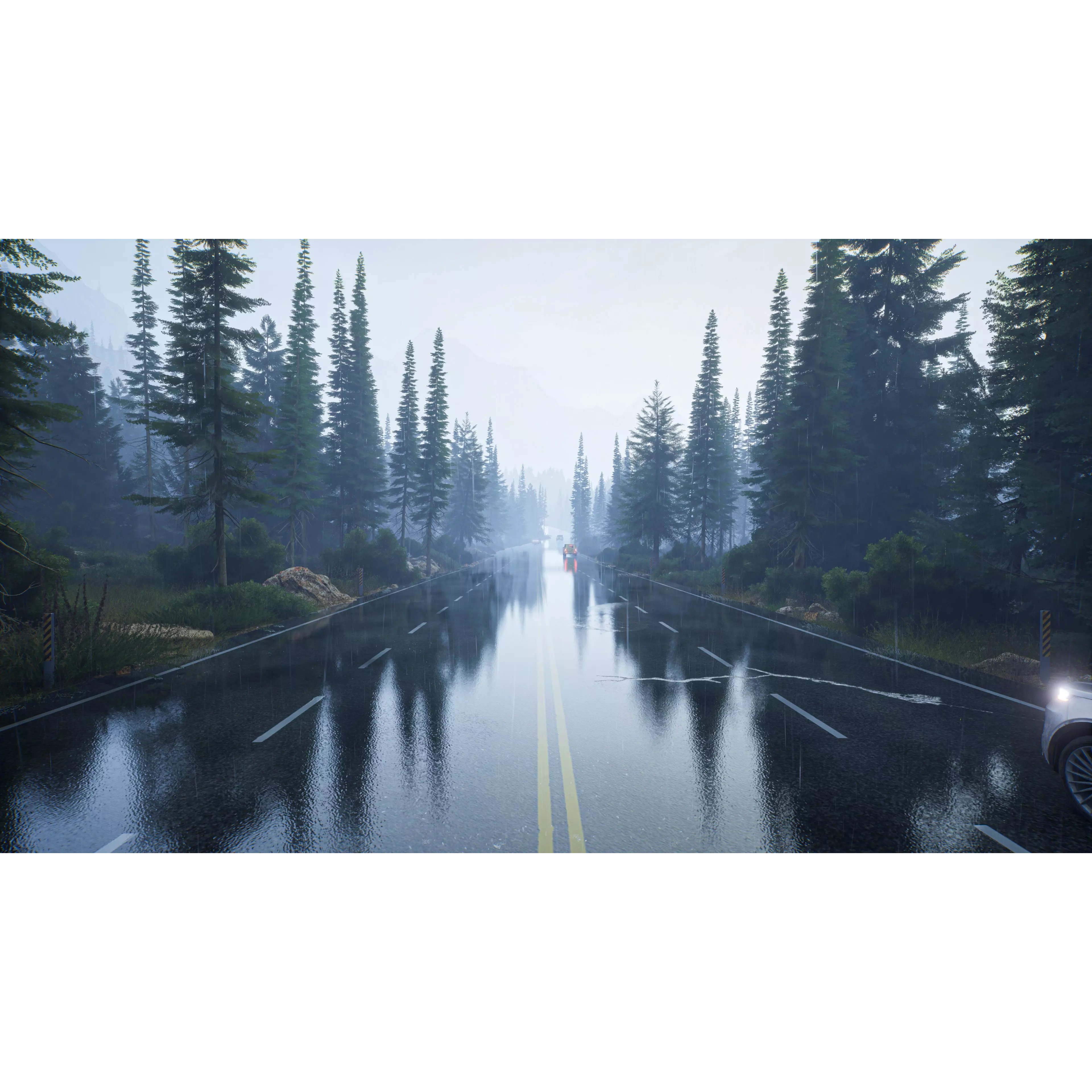Rainy Day Highway - Low-Poly Game-Ready 3D Model - View 2