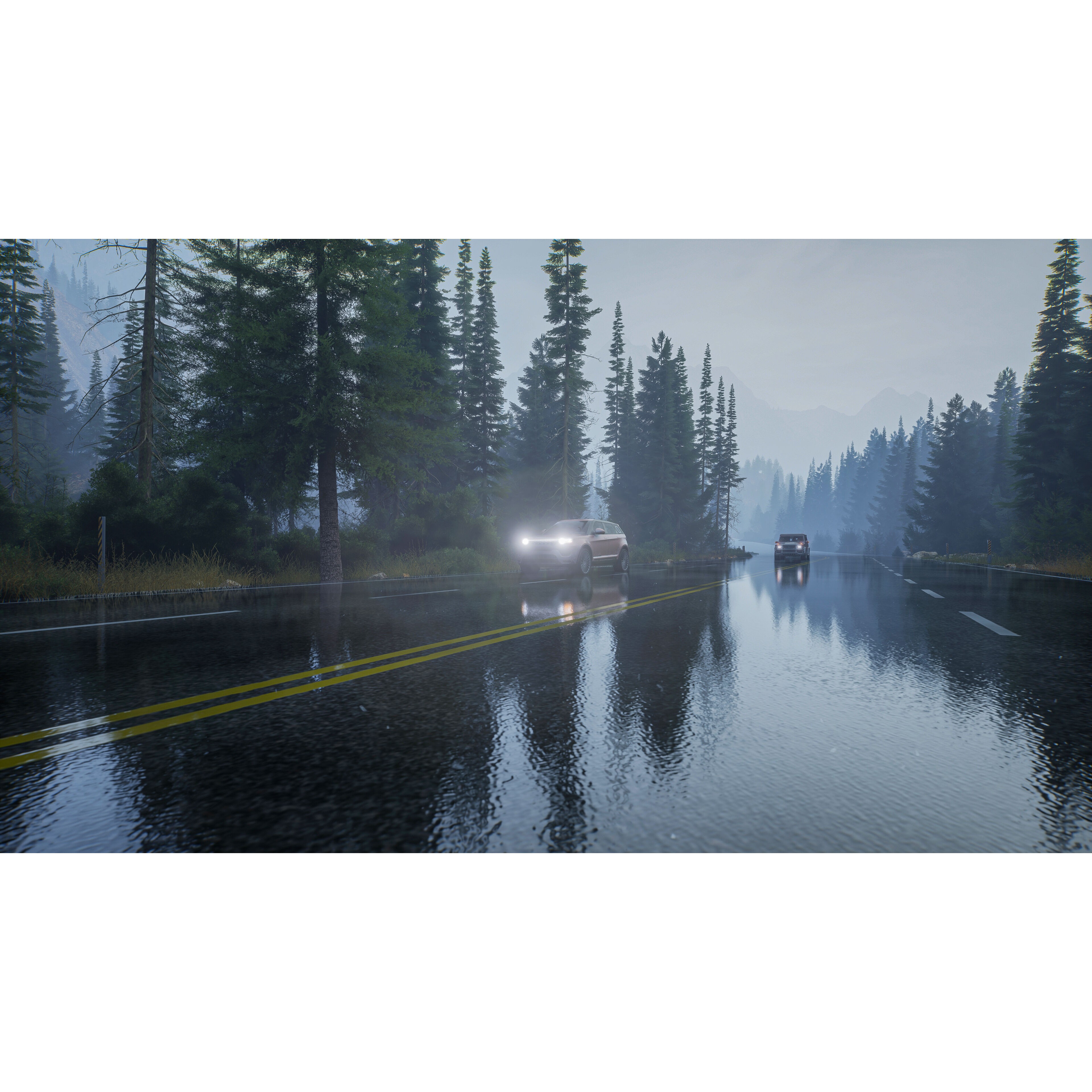 Rainy Day Highway - Low-Poly Game-Ready 3D Model - View 4