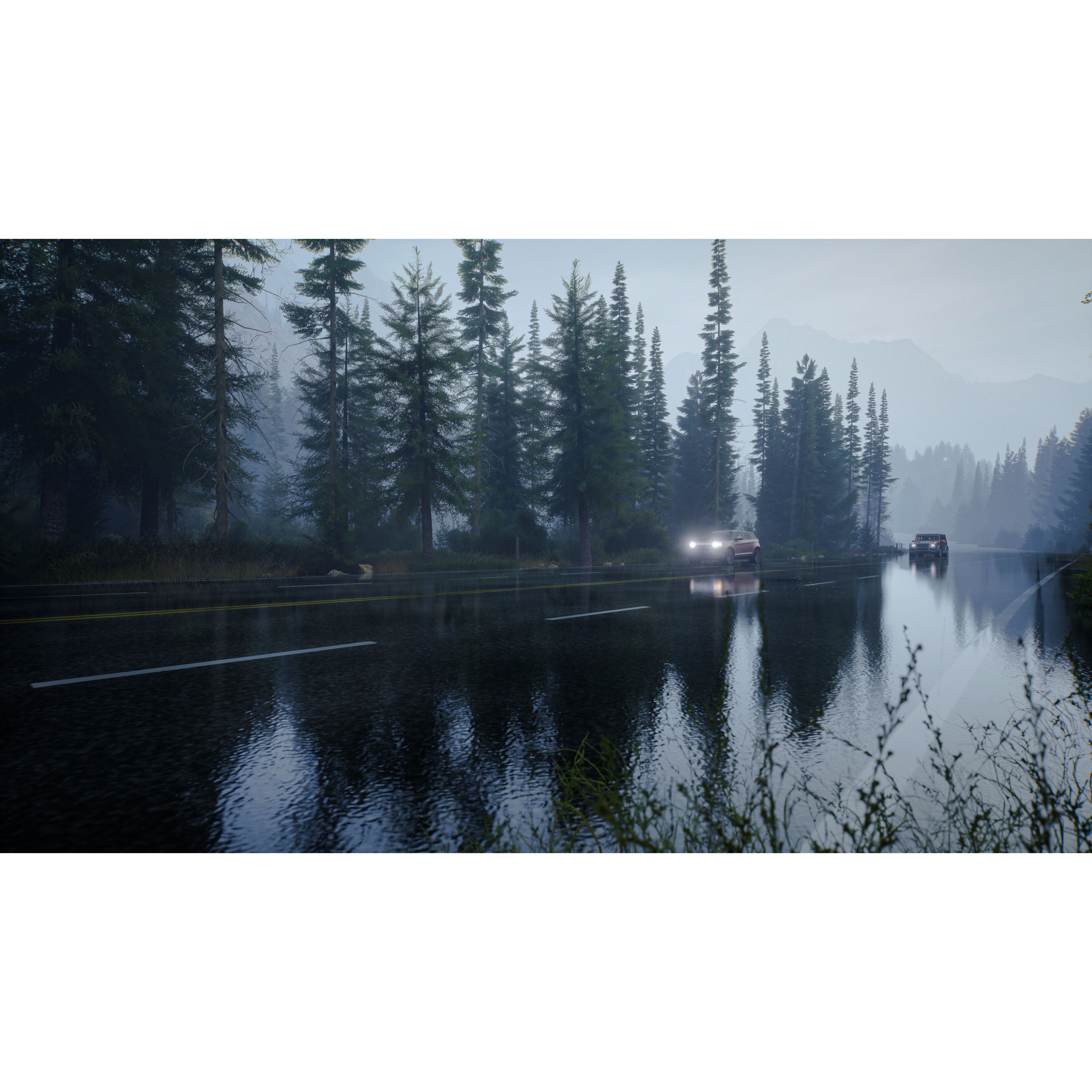 Rainy Day Highway - Low-Poly Game-Ready 3D Model - View 5