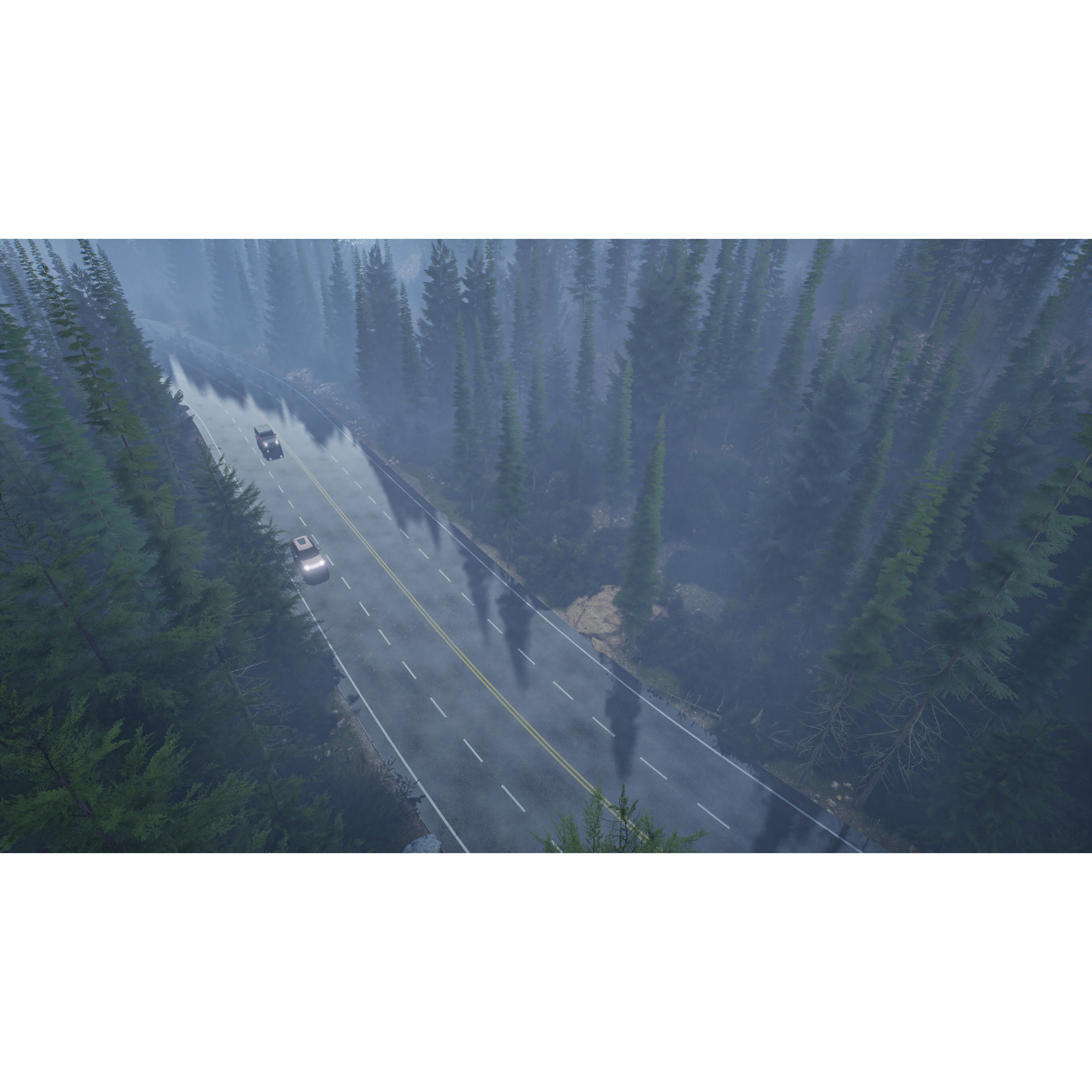 Rainy Day Highway - Low-Poly Game-Ready 3D Model - View 6