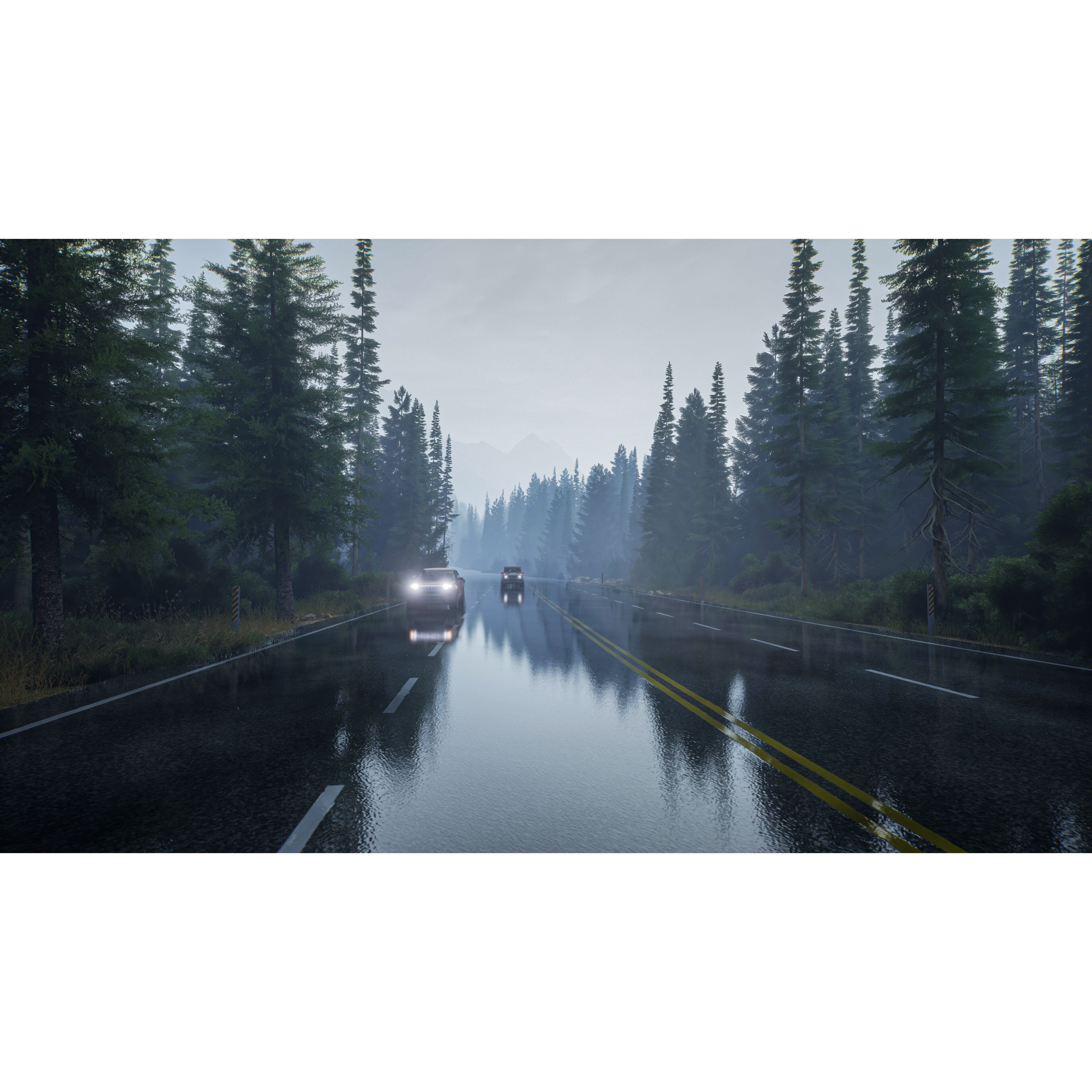 Rainy Day Highway - Low-Poly Game-Ready 3D Model - View 8