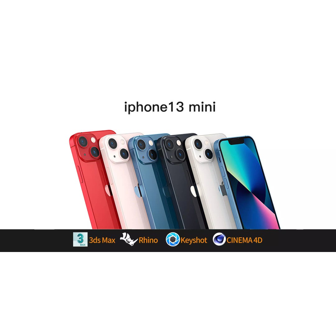 iPhone 13 Mini 3D Model – High-Quality Mobile Phone, FBX, OBJ - View 2