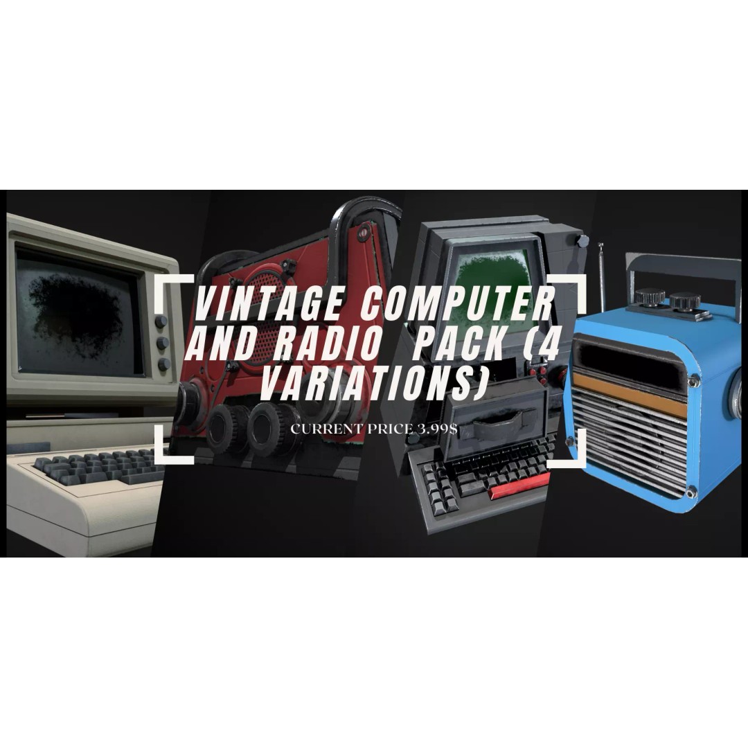 Retro Radio and Computer 3D Model – Vintage Electronics Pack, FBX - View 2
