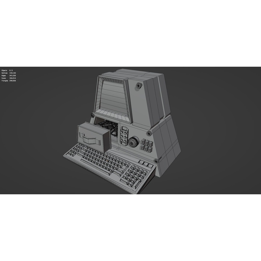 Retro Radio and Computer 3D Model – Vintage Electronics Pack, FBX - View 64