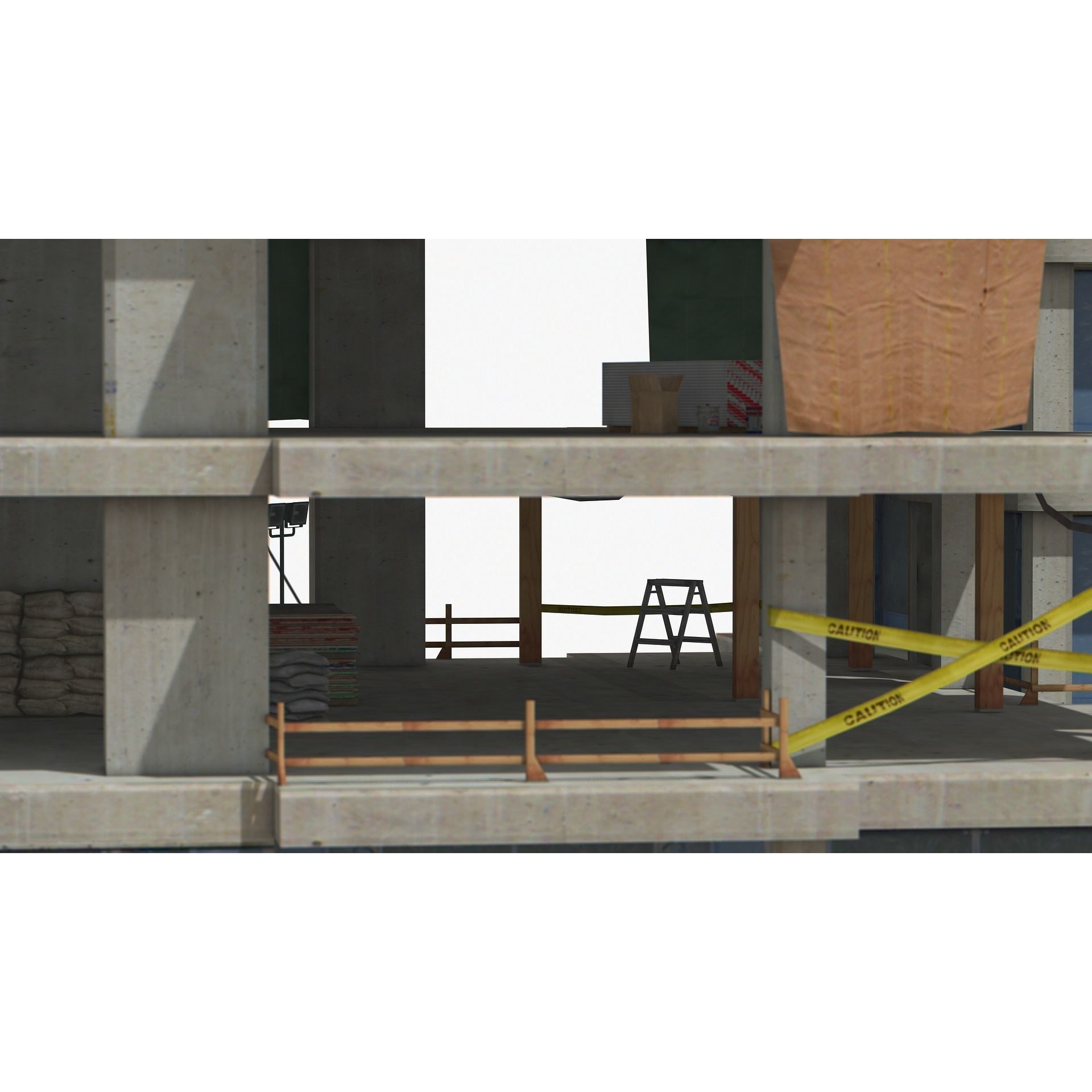 Two Tower Building Under Construction - Low-Poly Game-Ready 3D Model - View 10