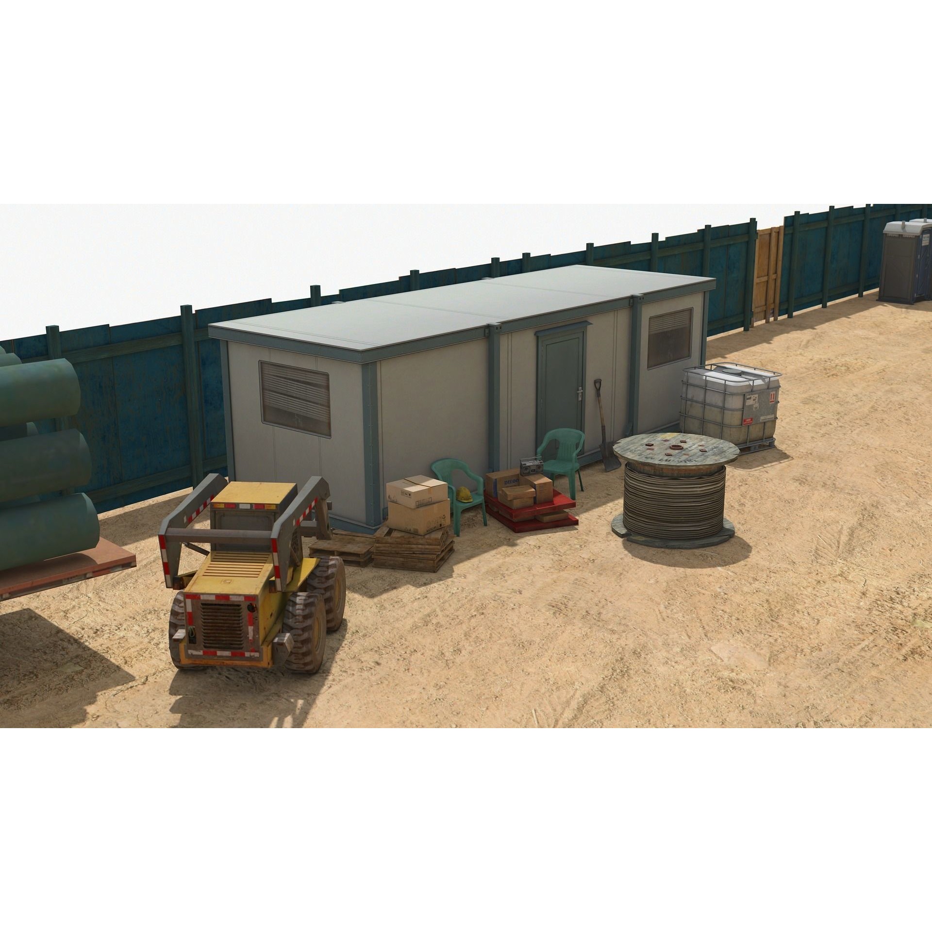 Two Tower Building Under Construction - Low-Poly Game-Ready 3D Model - View 5