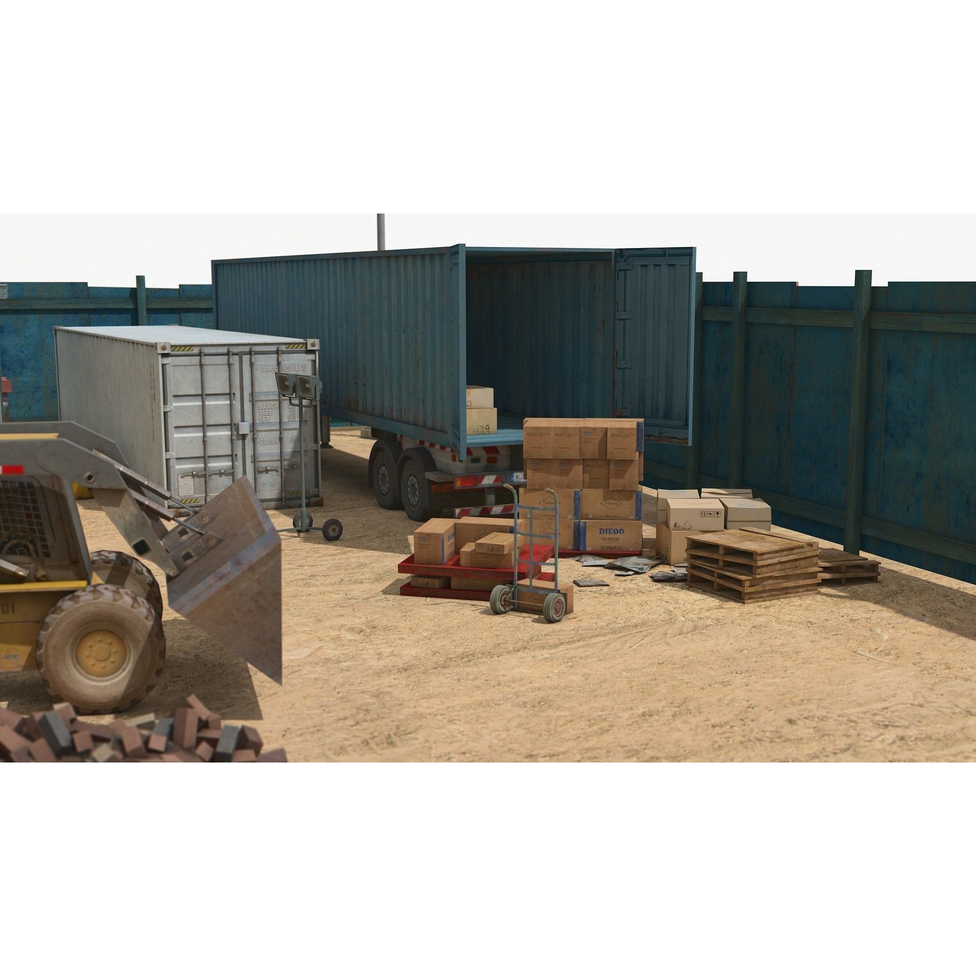 Two Tower Building Under Construction - Low-Poly Game-Ready 3D Model - View 8