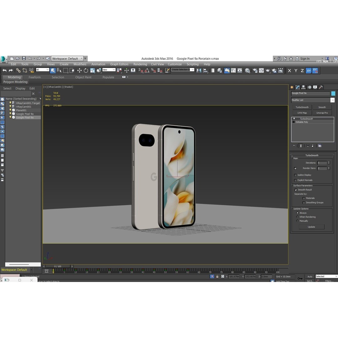Google Pixel 9a 3D Model – Low Poly Game Ready Asset, FBX, OBJ