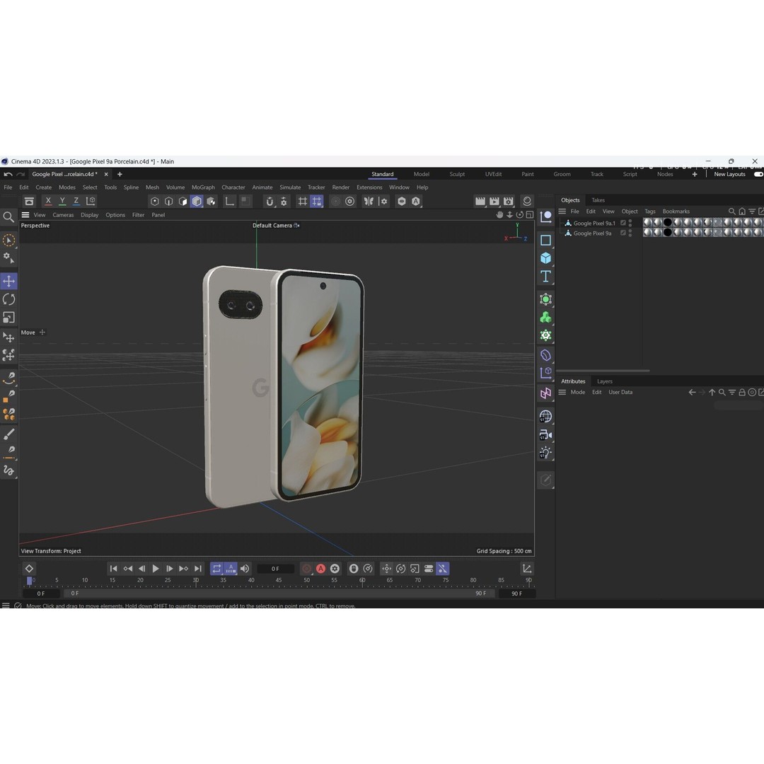 Google Pixel 9a 3D Model – Low Poly Game Ready Asset, FBX, OBJ - View 28