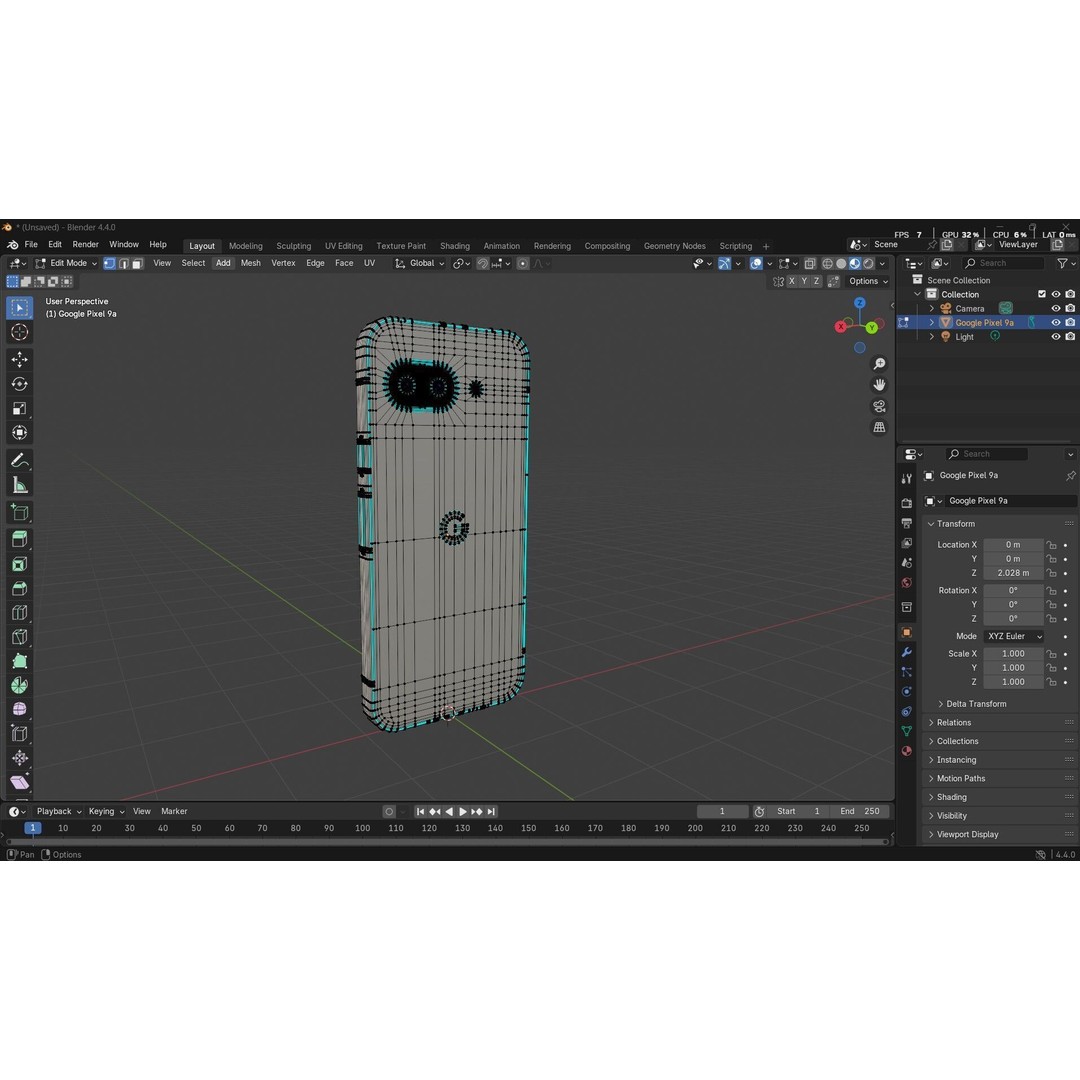 Google Pixel 9a 3D Model – Low Poly Game Ready Asset, FBX, OBJ - View 30