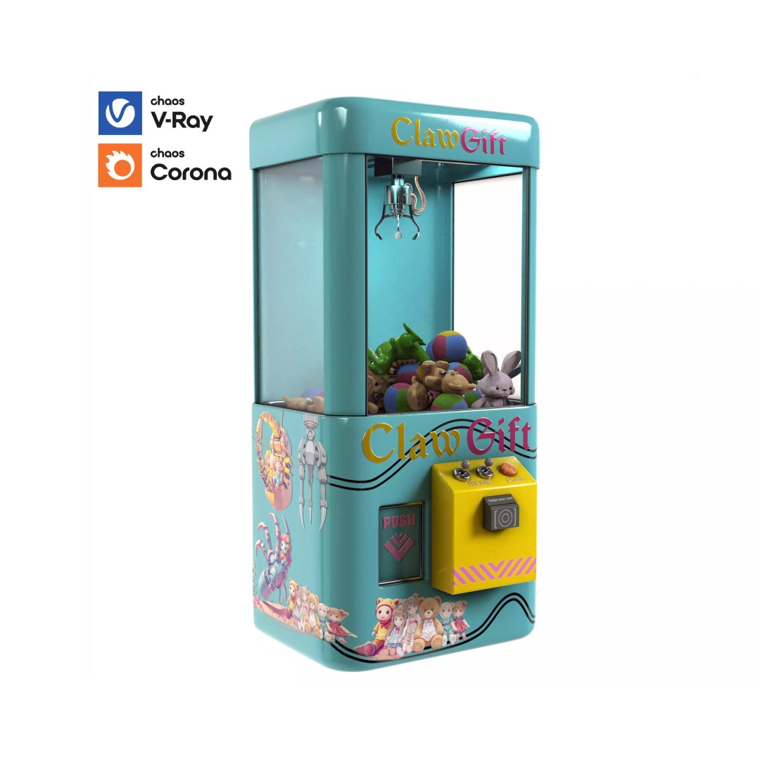 Claw Crane Game Machine 3D Model – PBR Game Asset, FBX, OBJ - View 2