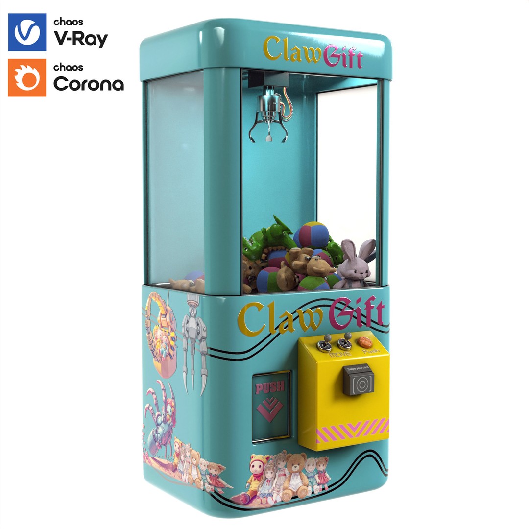 Claw Crane Game Machine 3D Model – PBR Game Asset, FBX, OBJ - View 3