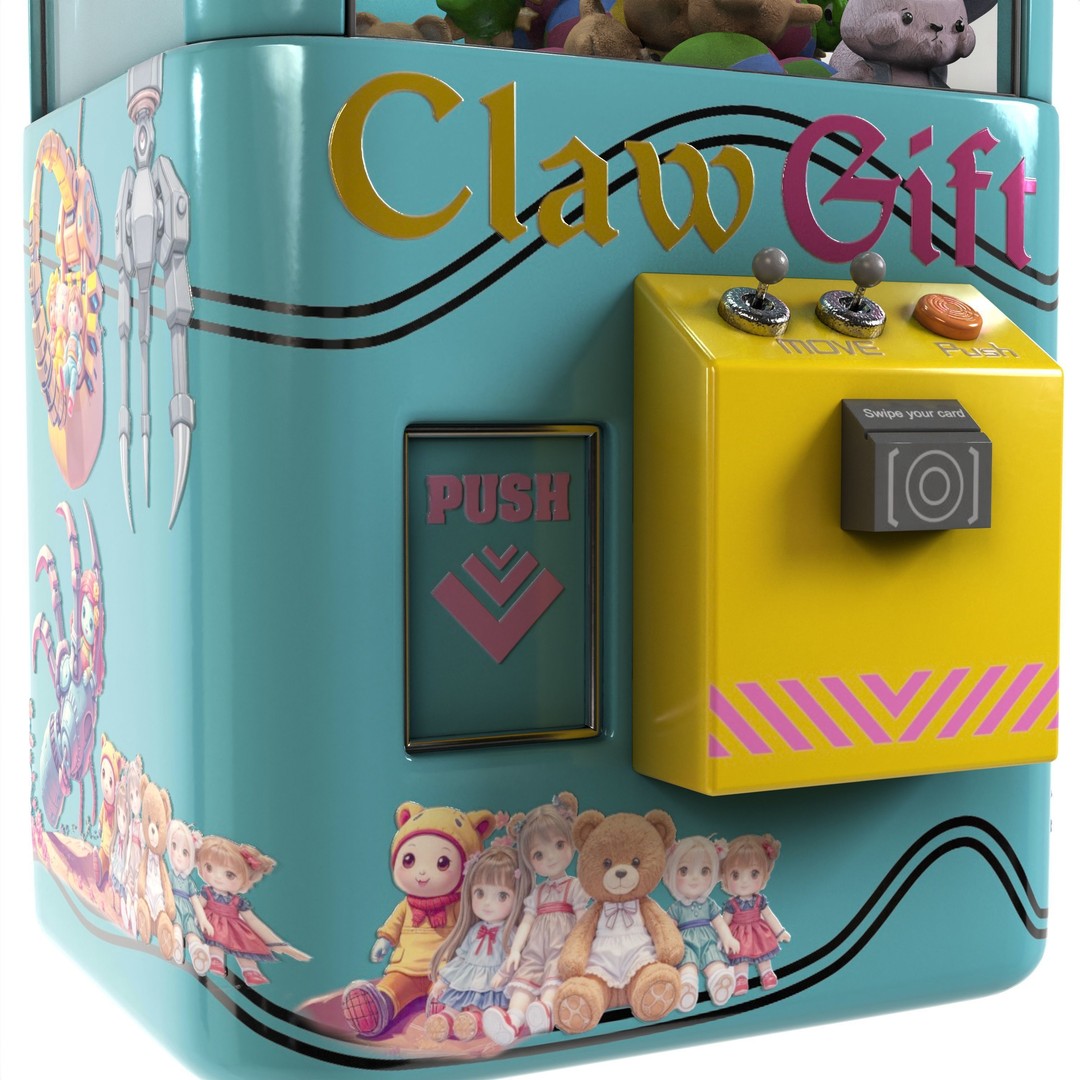 Claw Crane Game Machine 3D Model – PBR Game Asset, FBX, OBJ - View 5
