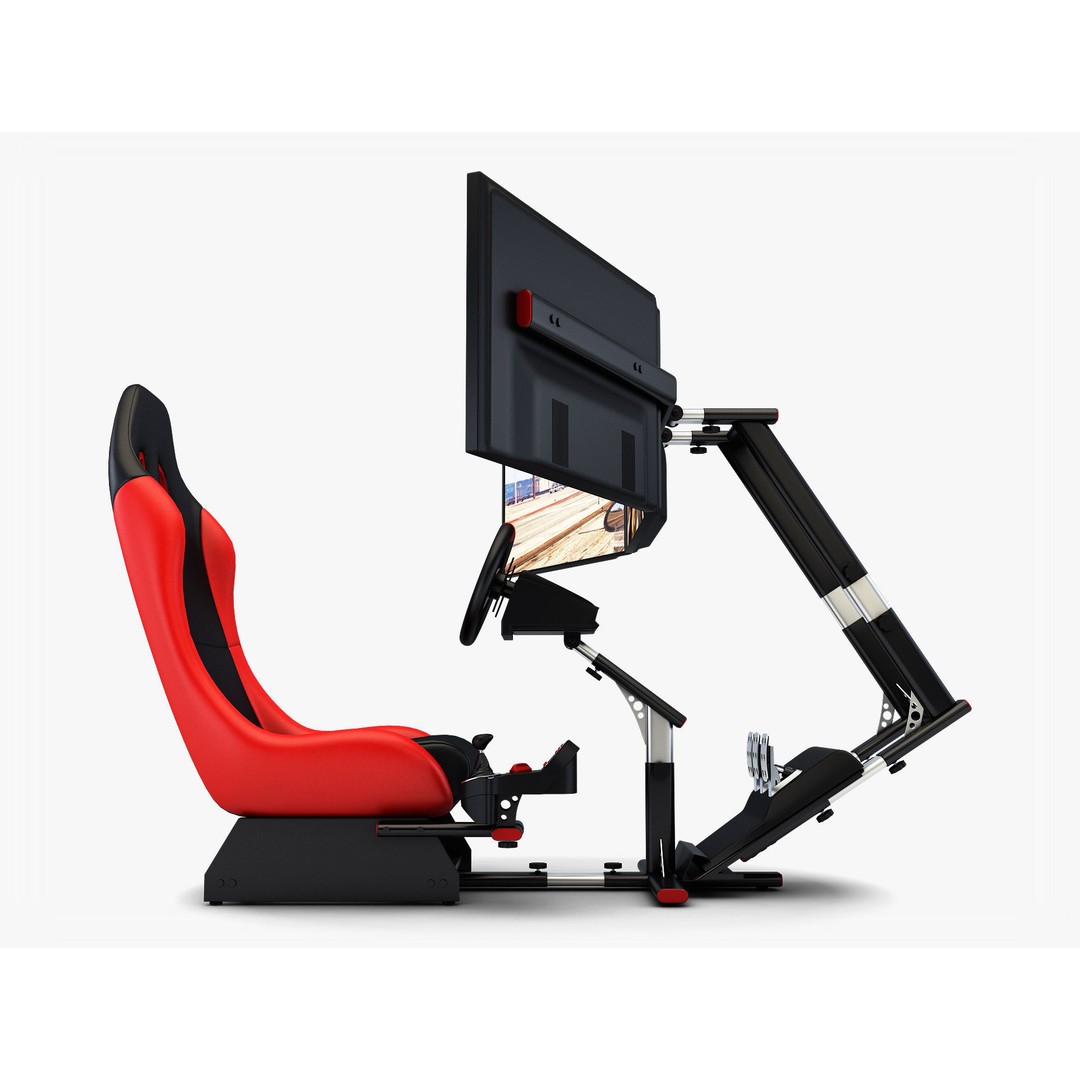 Racing Game Simulator Triple Display 3D Model – PBR Ready, FBX, OBJ - View 10
