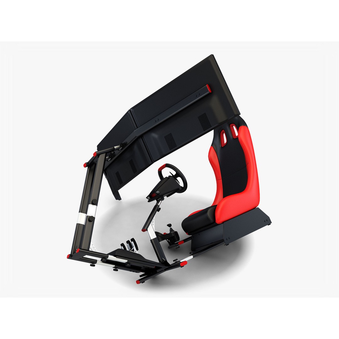 Racing Game Simulator Triple Display 3D Model – PBR Ready, FBX, OBJ - View 12