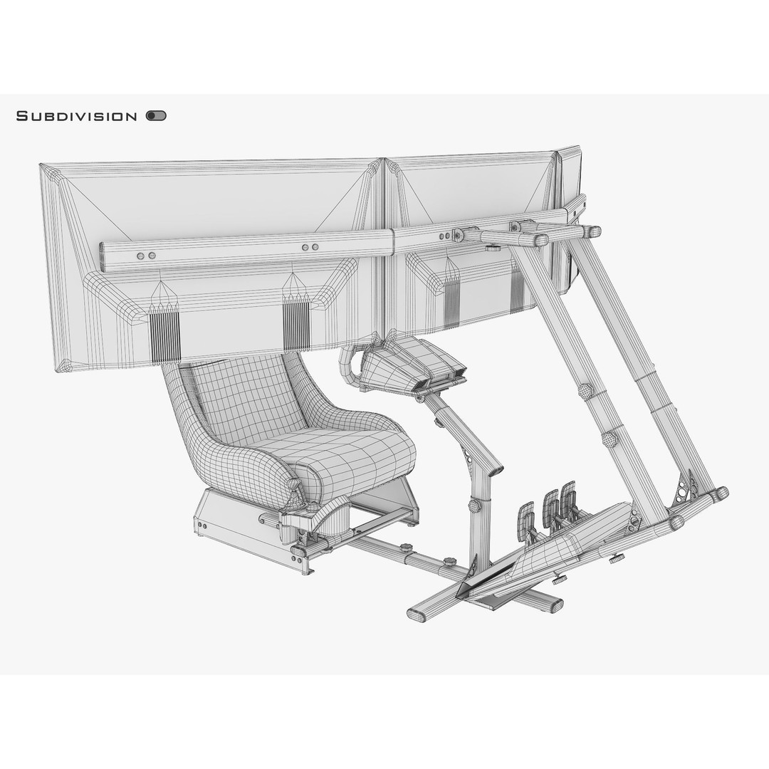 Racing Game Simulator Triple Display 3D Model – PBR Ready, FBX, OBJ - View 16