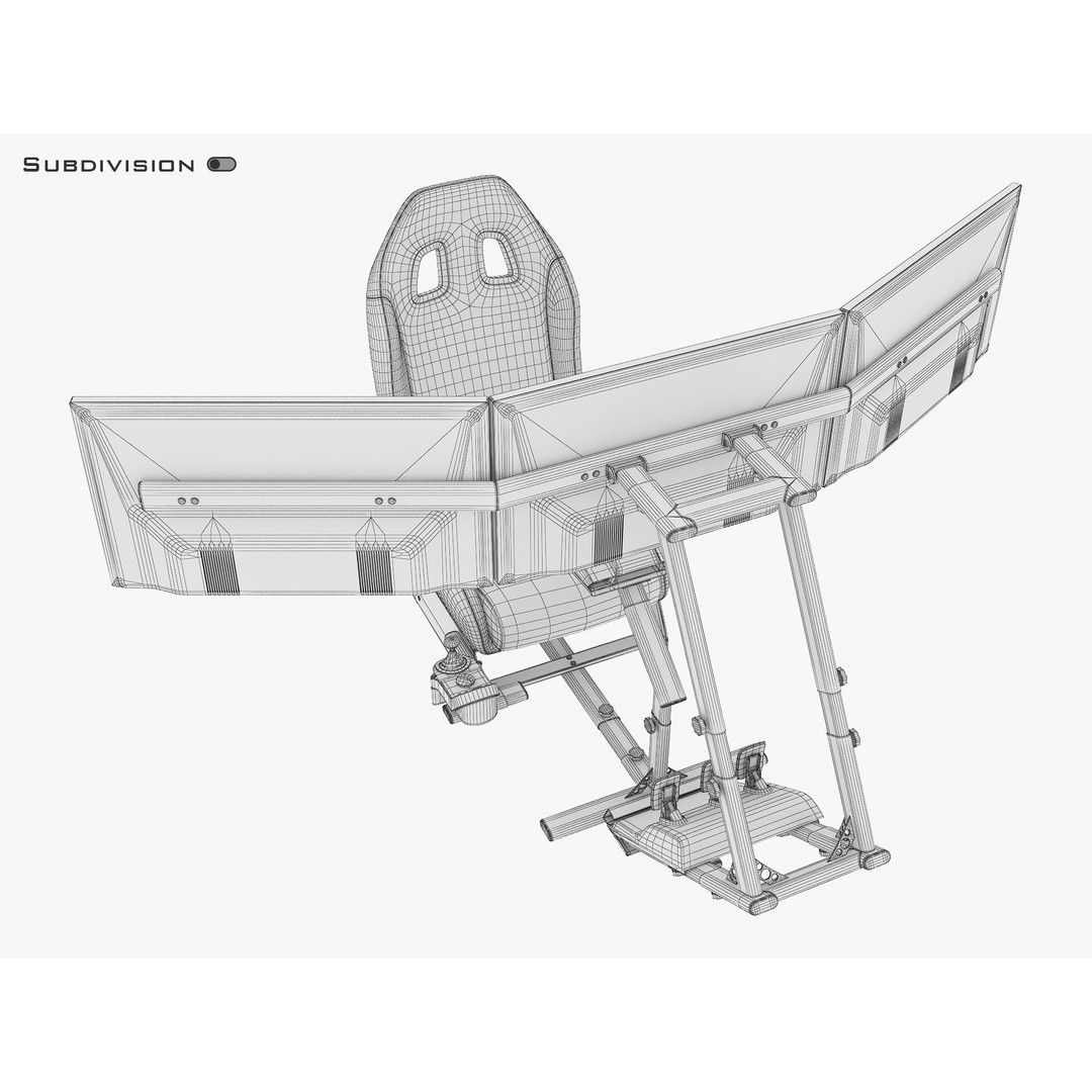Racing Game Simulator Triple Display 3D Model – PBR Ready, FBX, OBJ - View 20