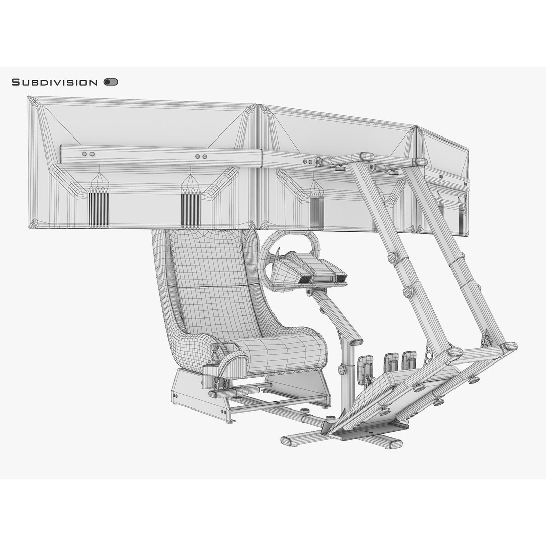 Racing Game Simulator Triple Display 3D Model – PBR Ready, FBX, OBJ - View 22
