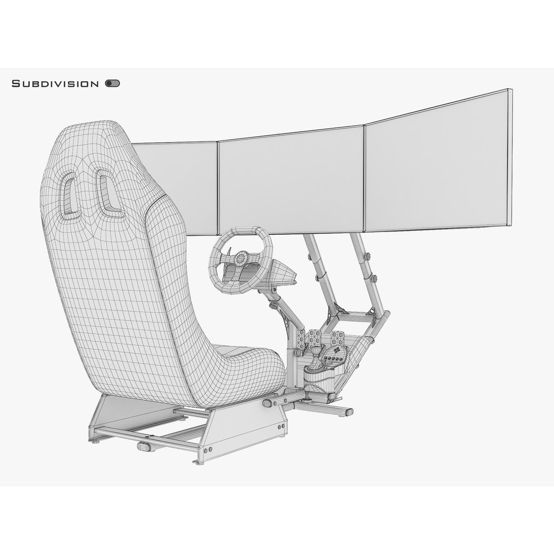 Racing Game Simulator Triple Display 3D Model – PBR Ready, FBX, OBJ - View 24
