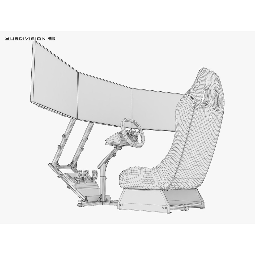 Racing Game Simulator Triple Display 3D Model – PBR Ready, FBX, OBJ - View 26