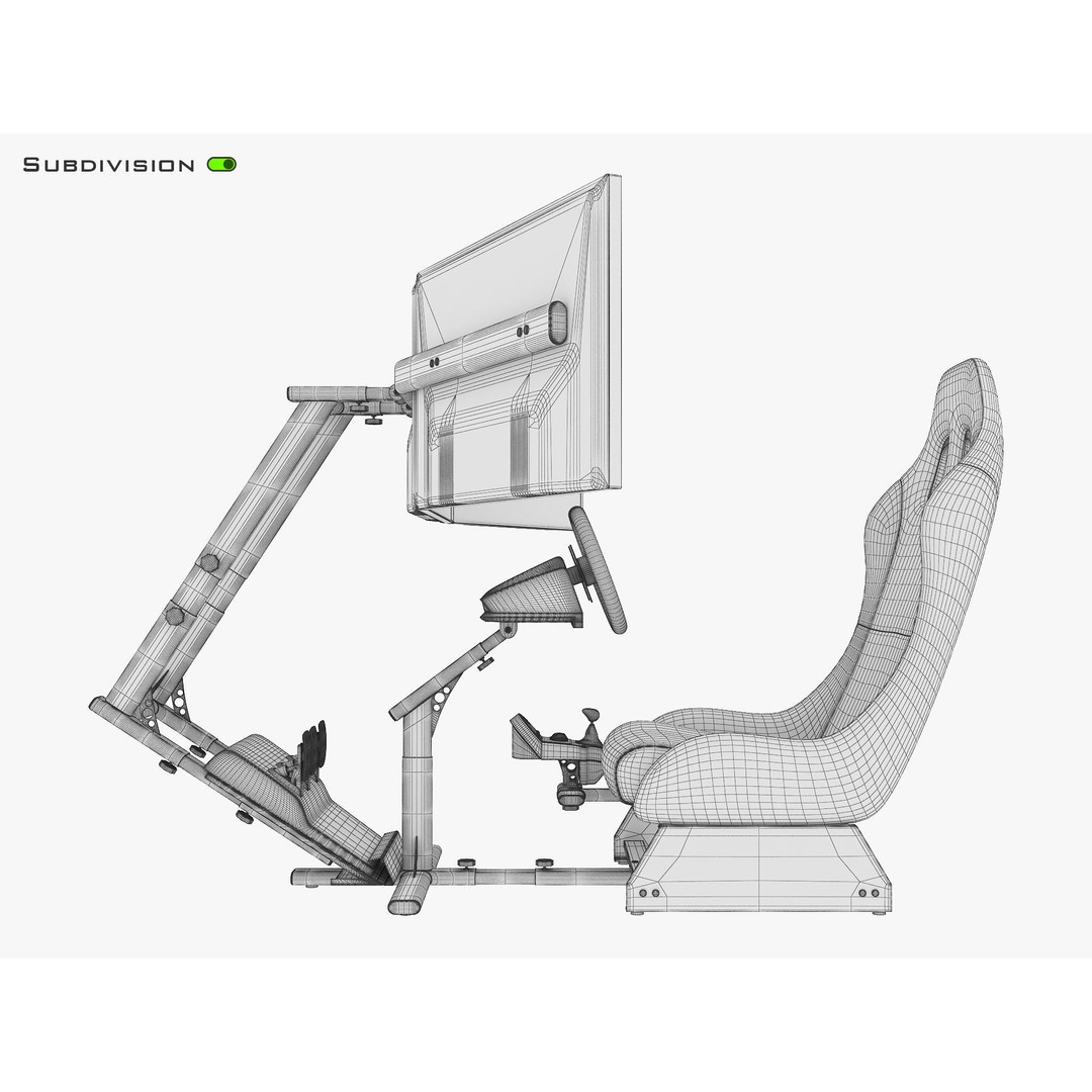 Racing Game Simulator Triple Display 3D Model – PBR Ready, FBX, OBJ - View 27