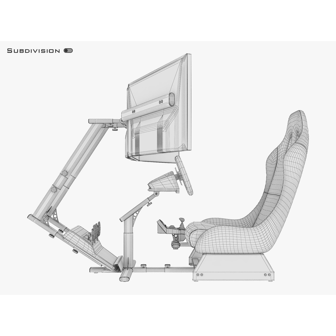 Racing Game Simulator Triple Display 3D Model – PBR Ready, FBX, OBJ - View 28