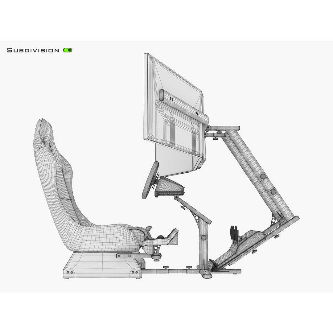 Racing Game Simulator Triple Display 3D Model – PBR Ready, FBX, OBJ - View 29