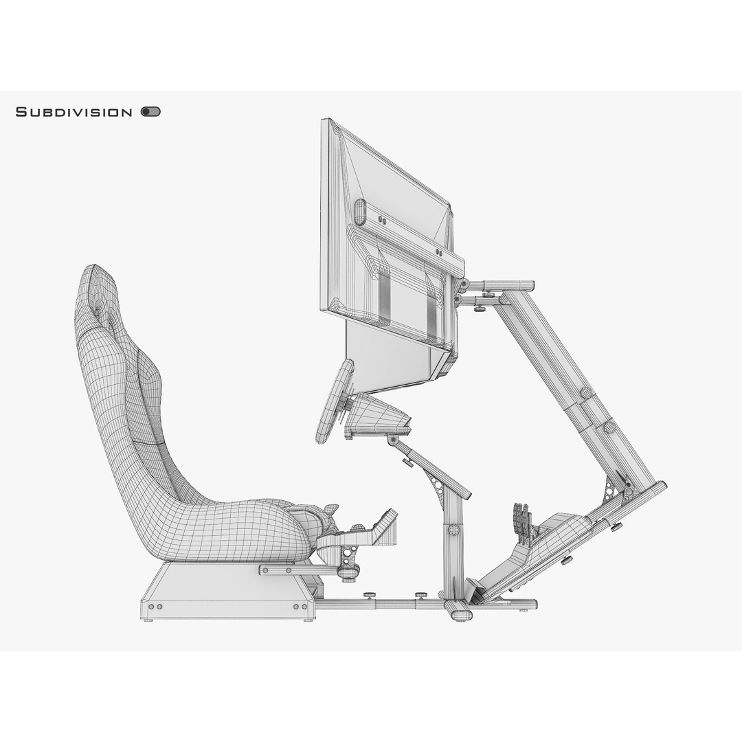 Racing Game Simulator Triple Display 3D Model – PBR Ready, FBX, OBJ - View 30