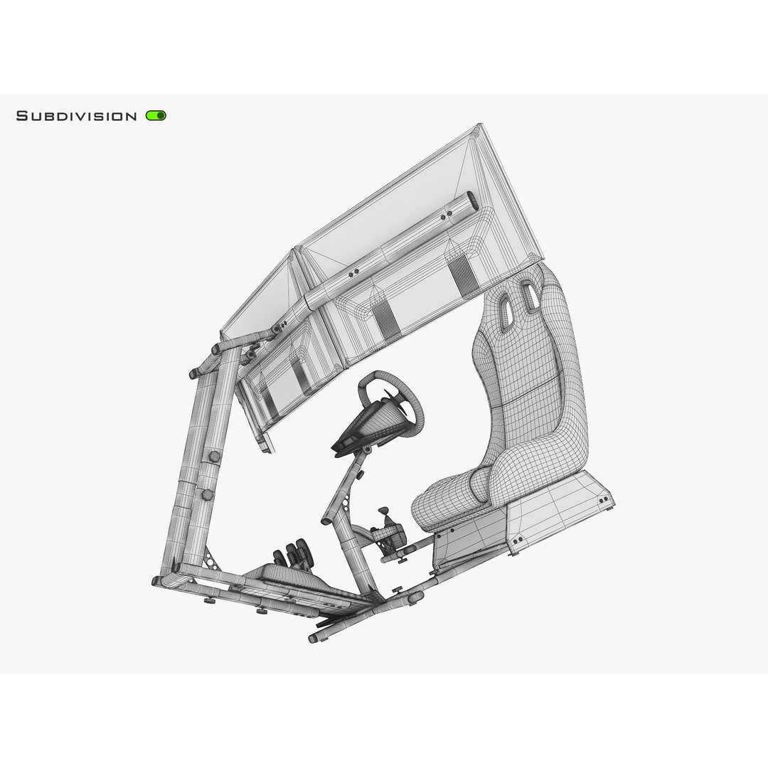 Racing Game Simulator Triple Display 3D Model – PBR Ready, FBX, OBJ - View 33