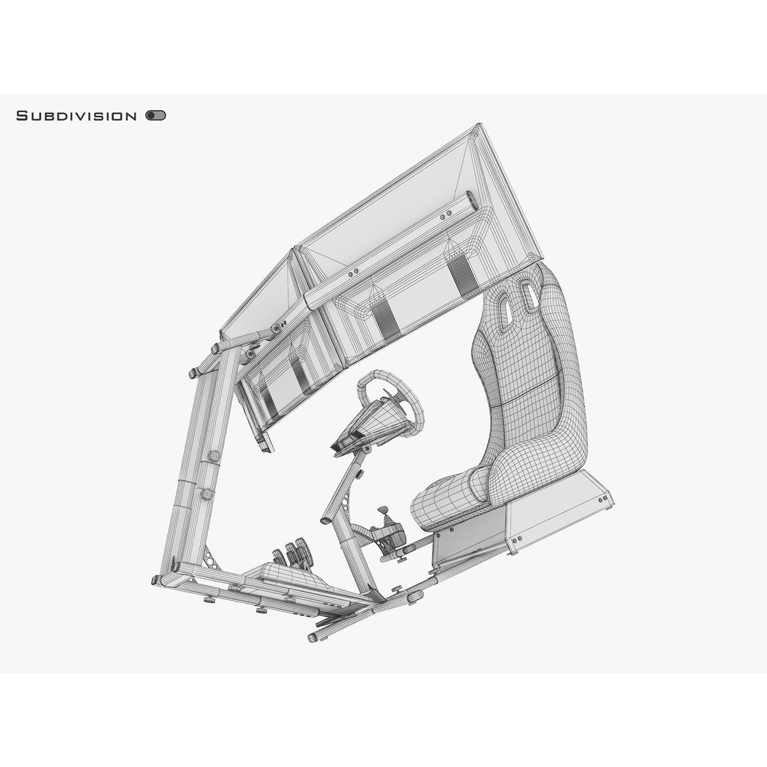 Racing Game Simulator Triple Display 3D Model – PBR Ready, FBX, OBJ - View 34