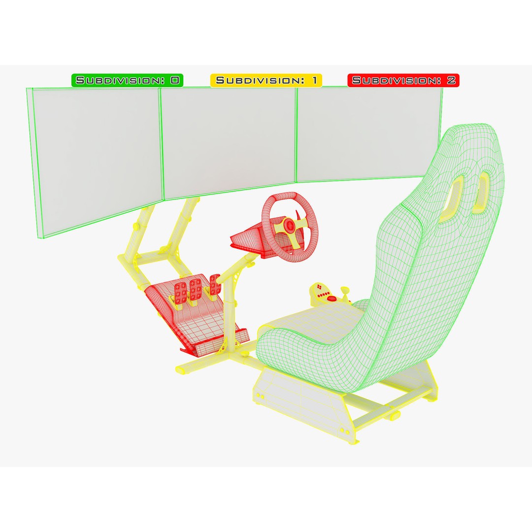 Racing Game Simulator Triple Display 3D Model – PBR Ready, FBX, OBJ - View 35