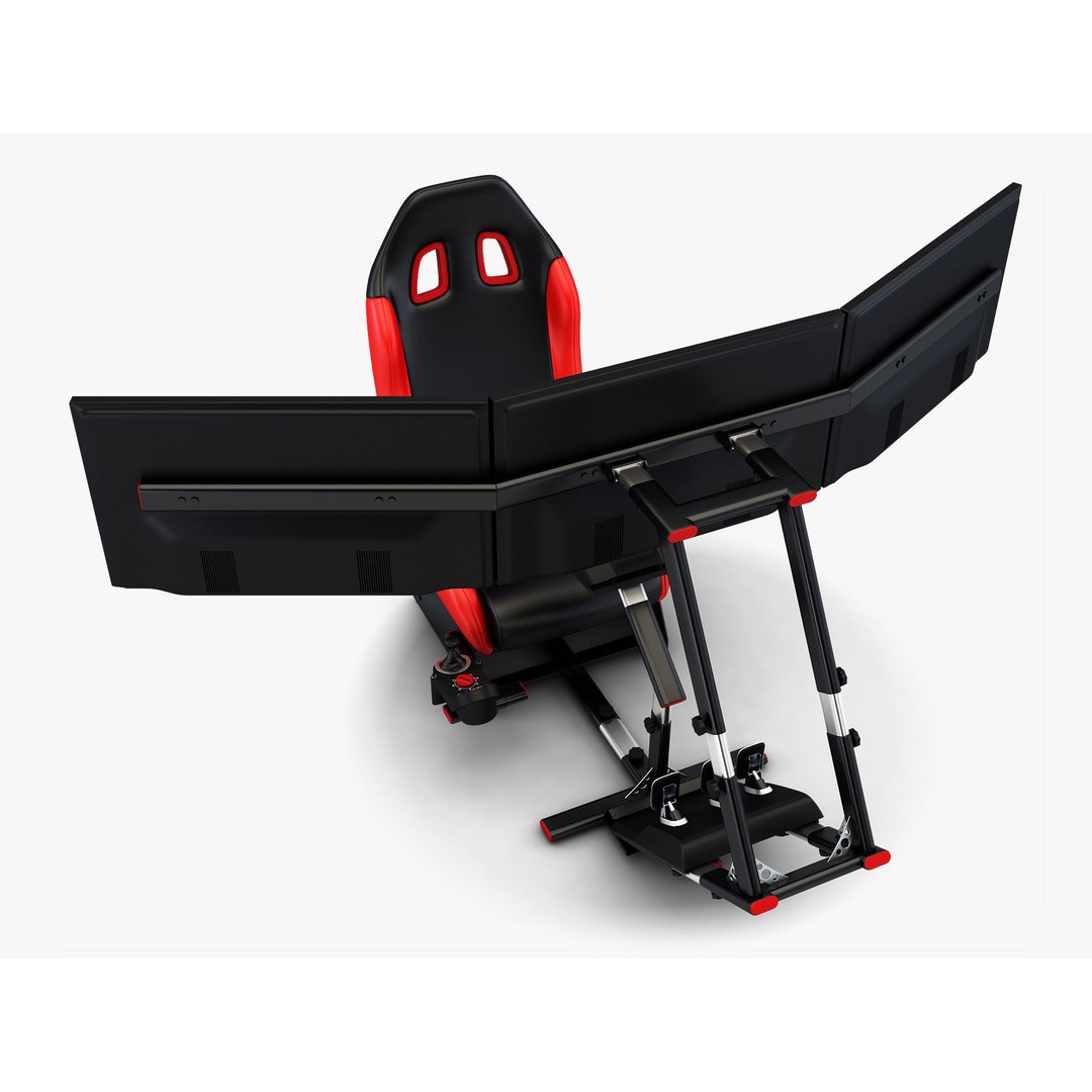 Racing Game Simulator Triple Display 3D Model – PBR Ready, FBX, OBJ - View 5
