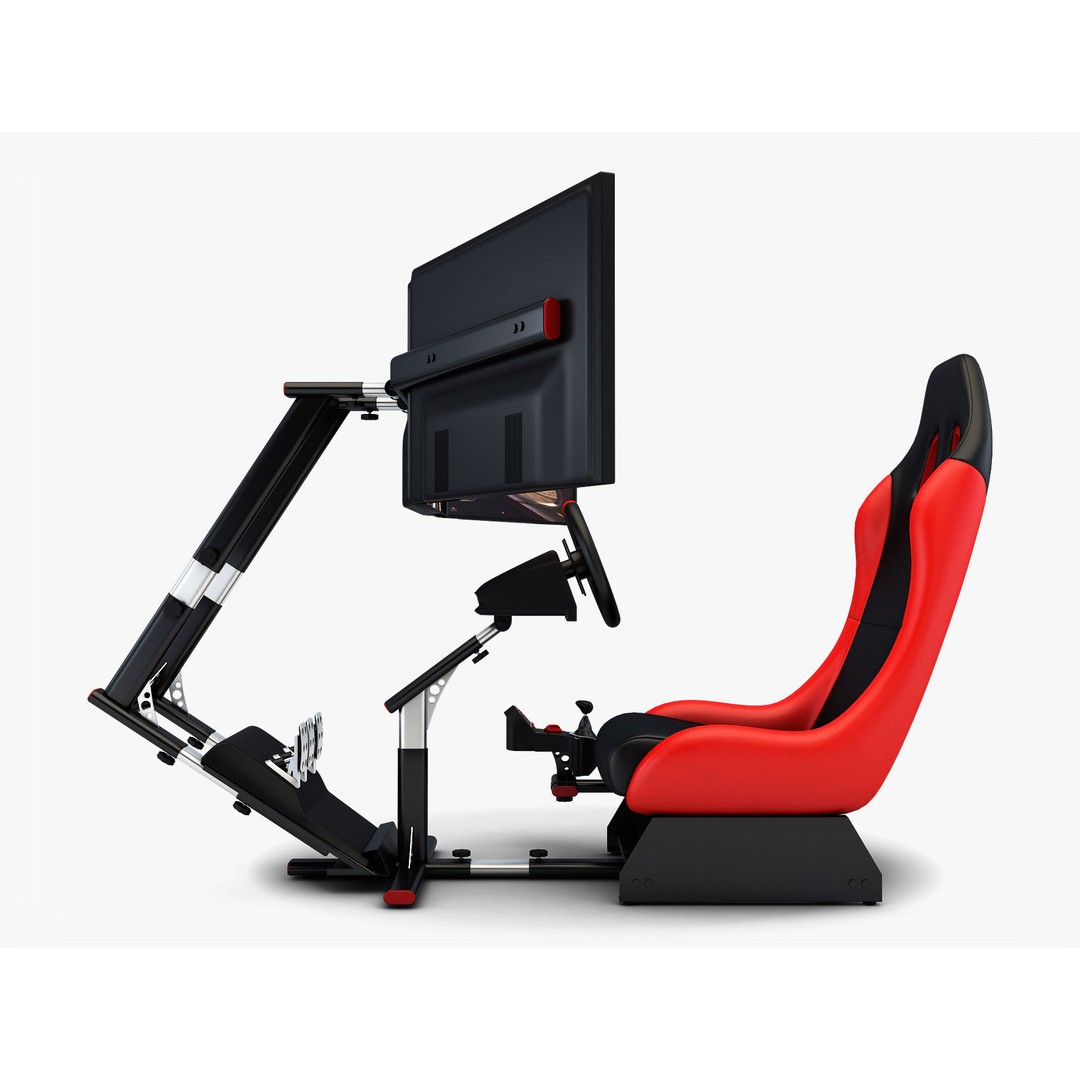 Racing Game Simulator Triple Display 3D Model – PBR Ready, FBX, OBJ - View 9