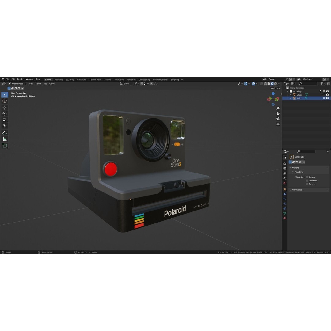 Polaroid OneStep 2 Camera 3D Model – Low Poly PBR Asset, FBX, OBJ - View 4