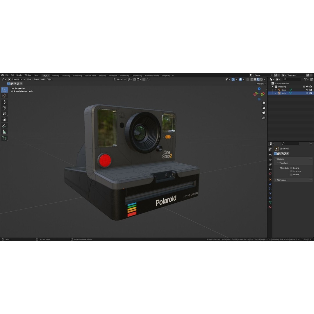 Polaroid OneStep 2 Camera 3D Model – Low Poly PBR Asset, FBX, OBJ - View 5