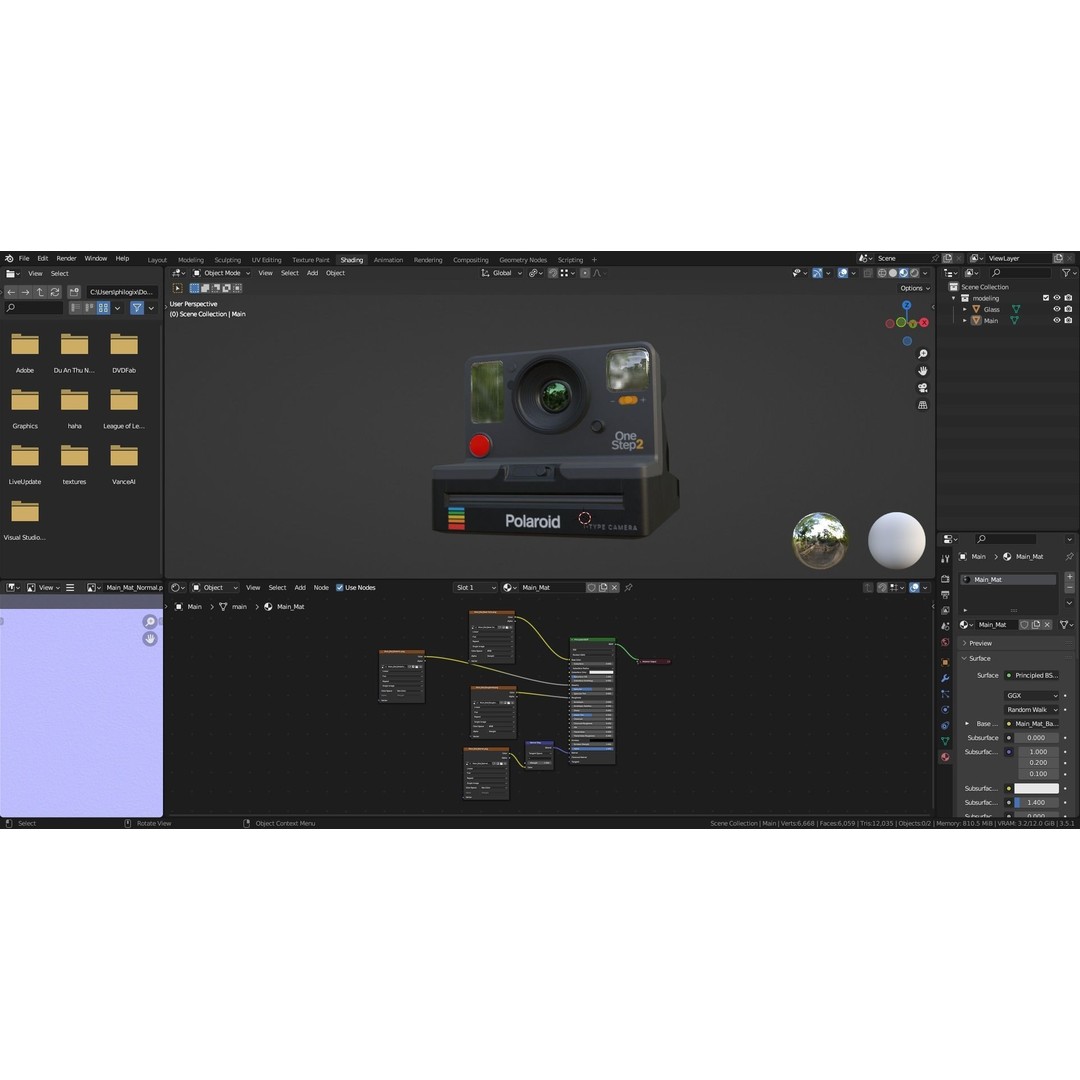 Polaroid OneStep 2 Camera 3D Model – Low Poly PBR Asset, FBX, OBJ - View 7