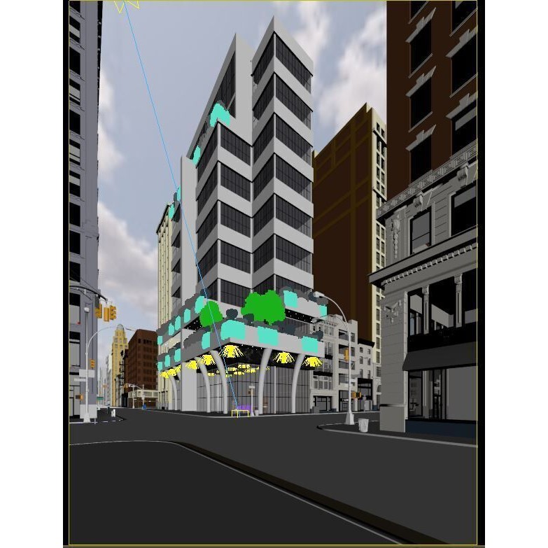 NYC Street with Modern Commercial Building - 3D Model - View 6