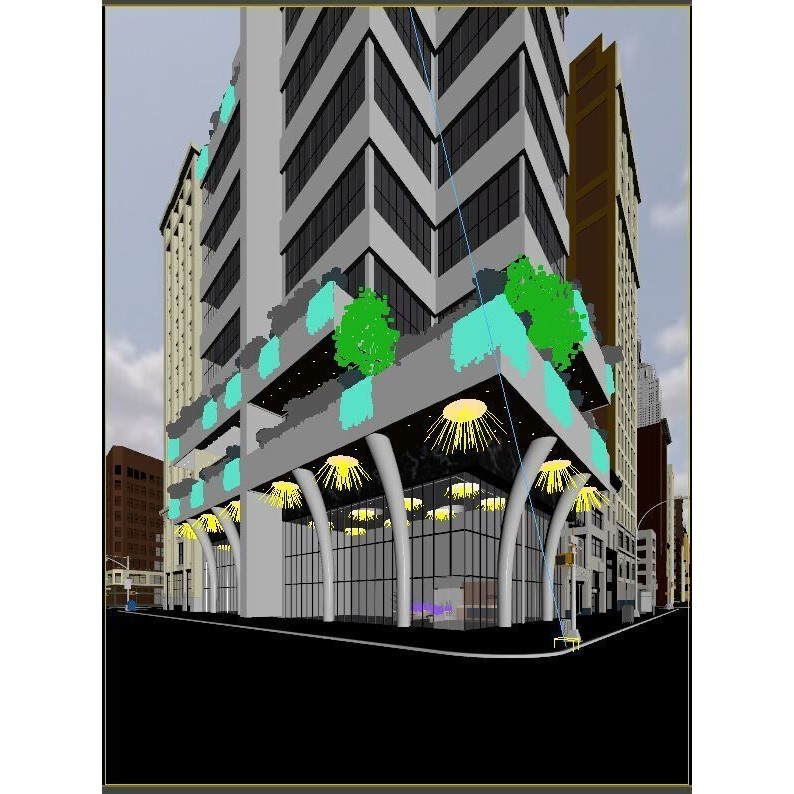 NYC Street with Modern Commercial Building - 3D Model - View 8