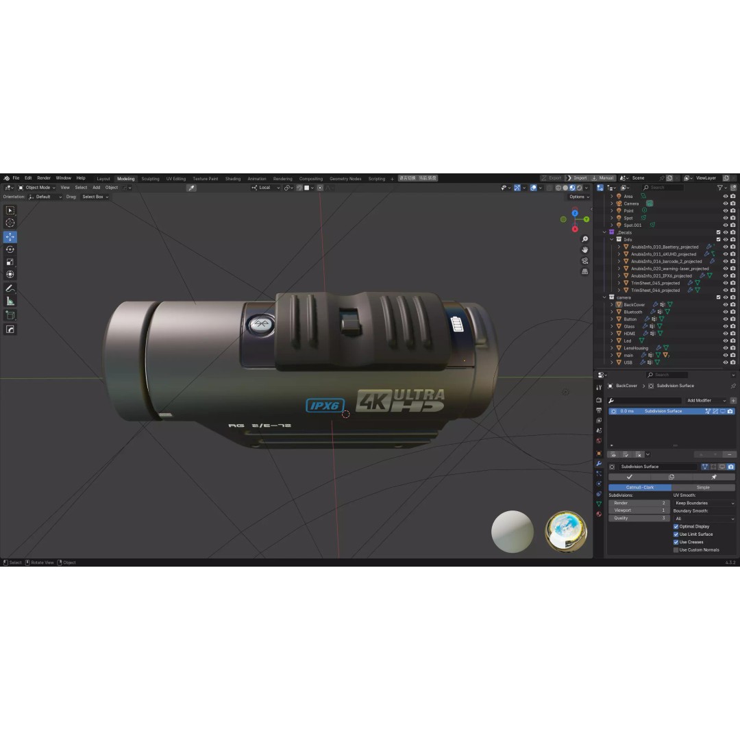 Action Camera 3D Model – High Poly Detailed Blender Asset, FBX & OBJ