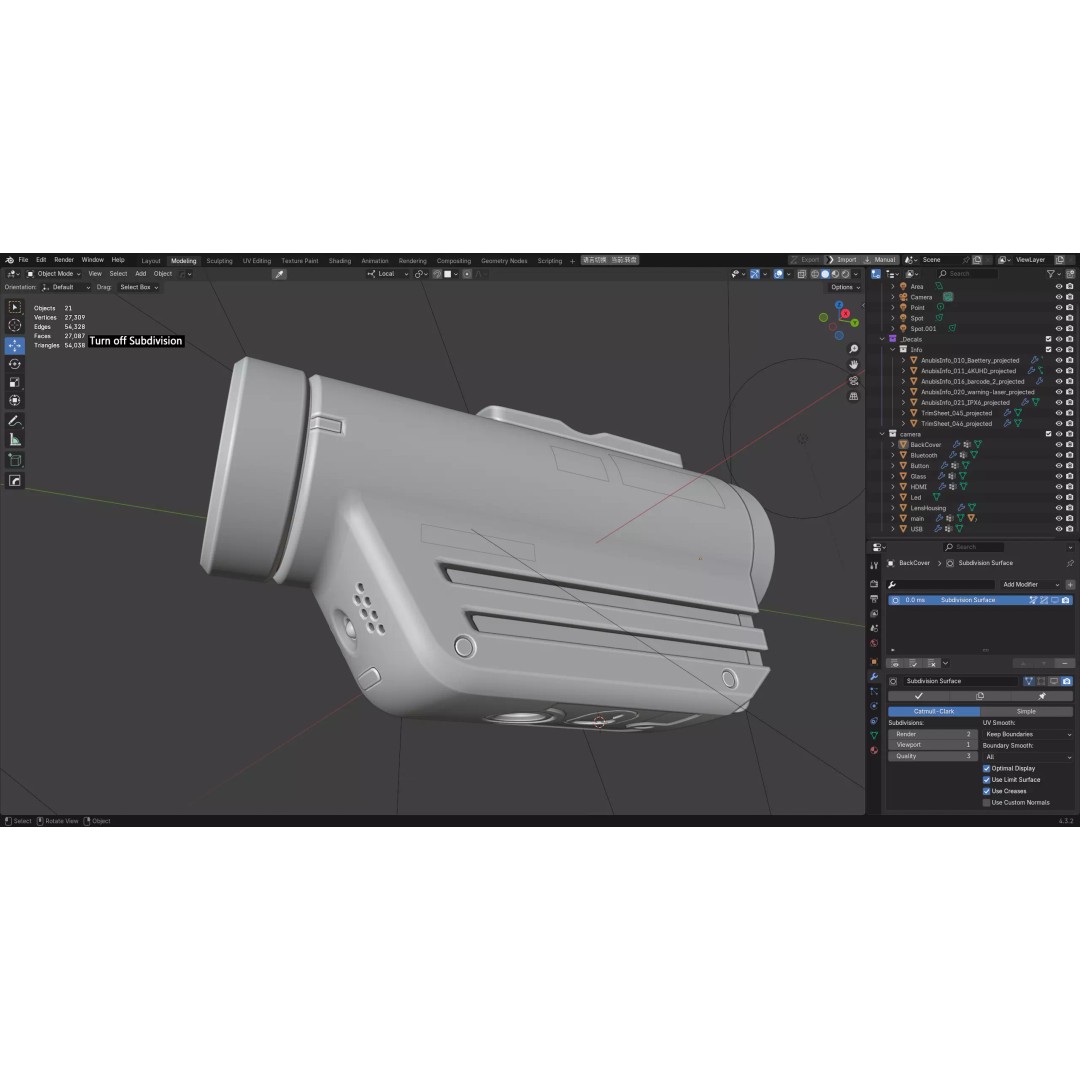 Action Camera 3D Model – High Poly Detailed Blender Asset, FBX & OBJ - View 10