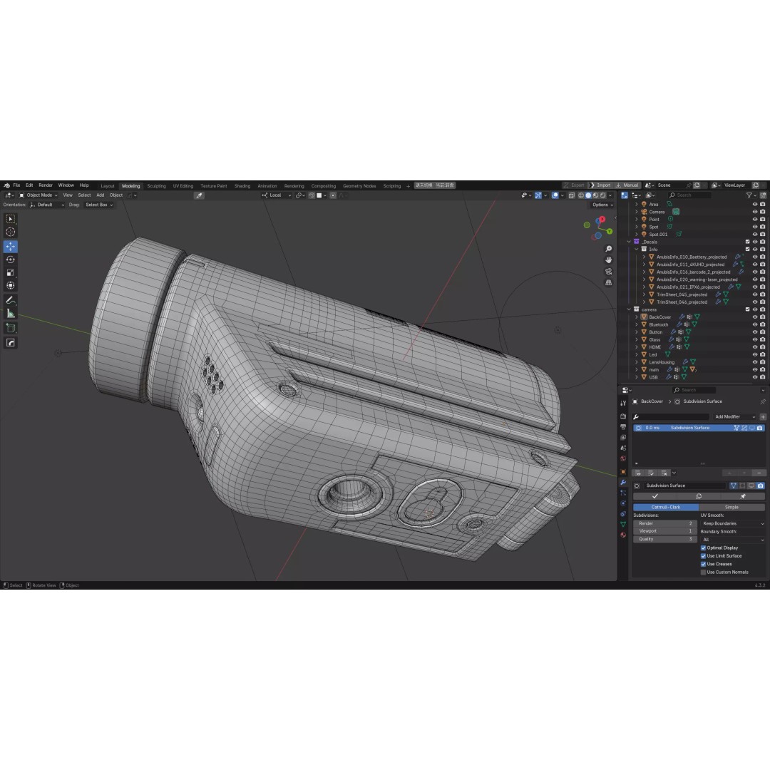 Action Camera 3D Model – High Poly Detailed Blender Asset, FBX & OBJ - View 13