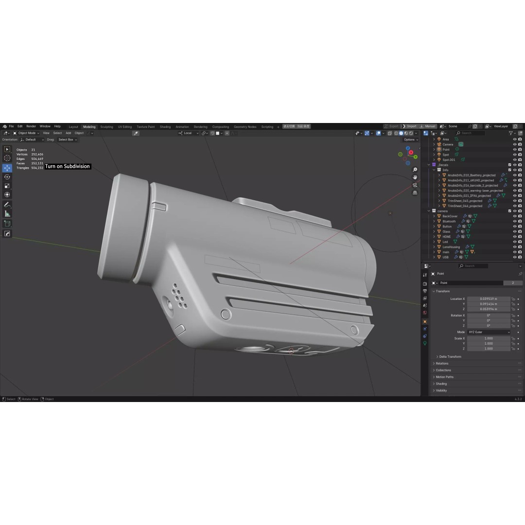 Action Camera 3D Model – High Poly Detailed Blender Asset, FBX & OBJ - View 9