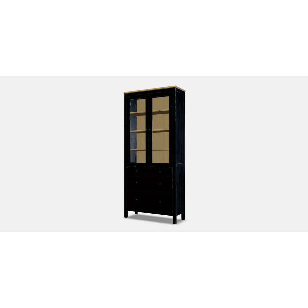 HEMNES Glass Door Cabinet 3D Model – Low Poly Furniture Asset, FBX - View 12