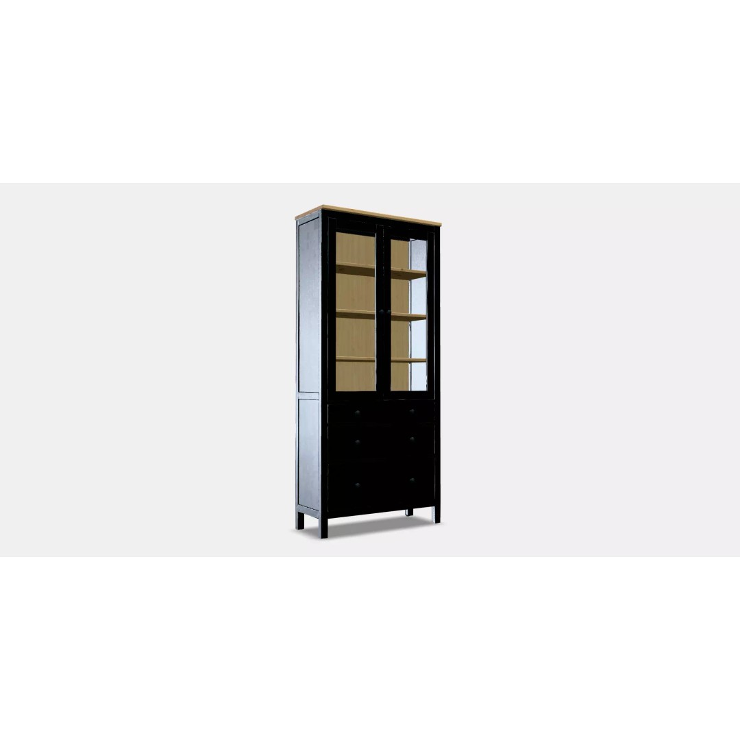 HEMNES Glass Door Cabinet 3D Model – Low Poly Furniture Asset, FBX - View 2