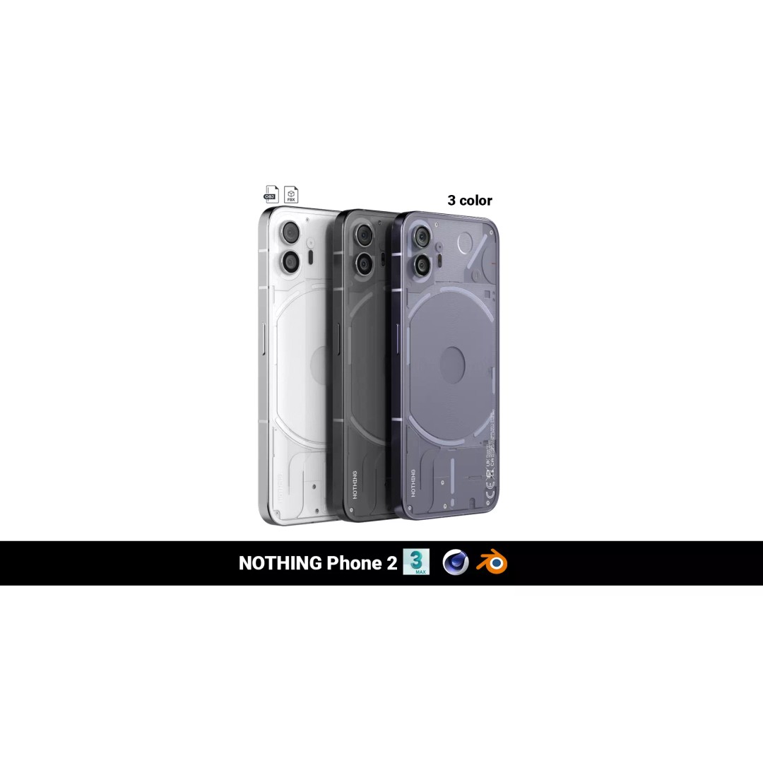 Nothing Phone 2 3D Model – Realistic Low-Poly Asset, FBX, OBJ, Blender - View 2