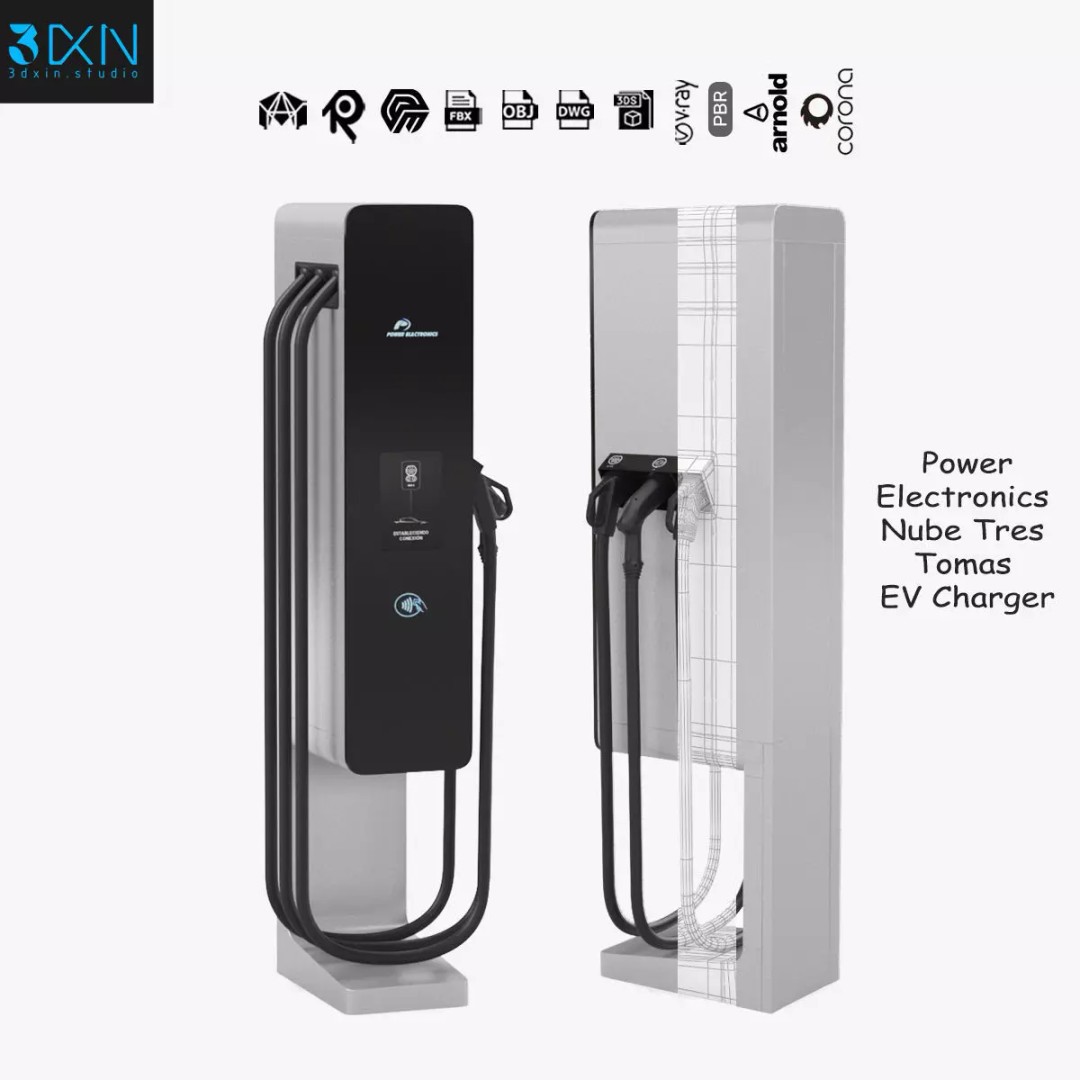 Power Electronics Nube Tres Tomas EV Charger 3D Model – High Poly PBR Asset, FBX, Blender - View 2