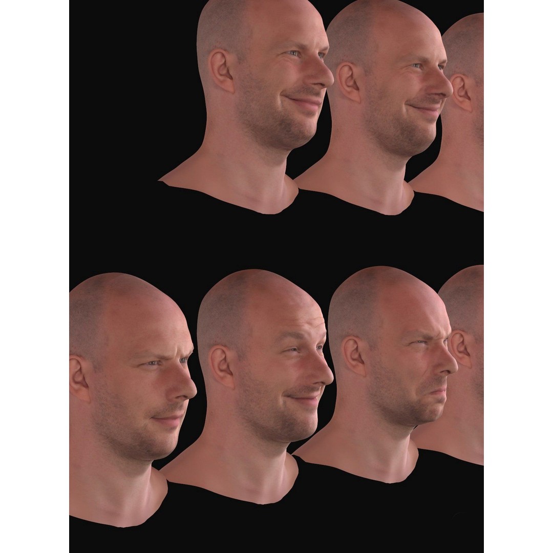 Realistic Male Expressions 3D Model – Low Poly Game Ready, FBX, OBJ - View 7