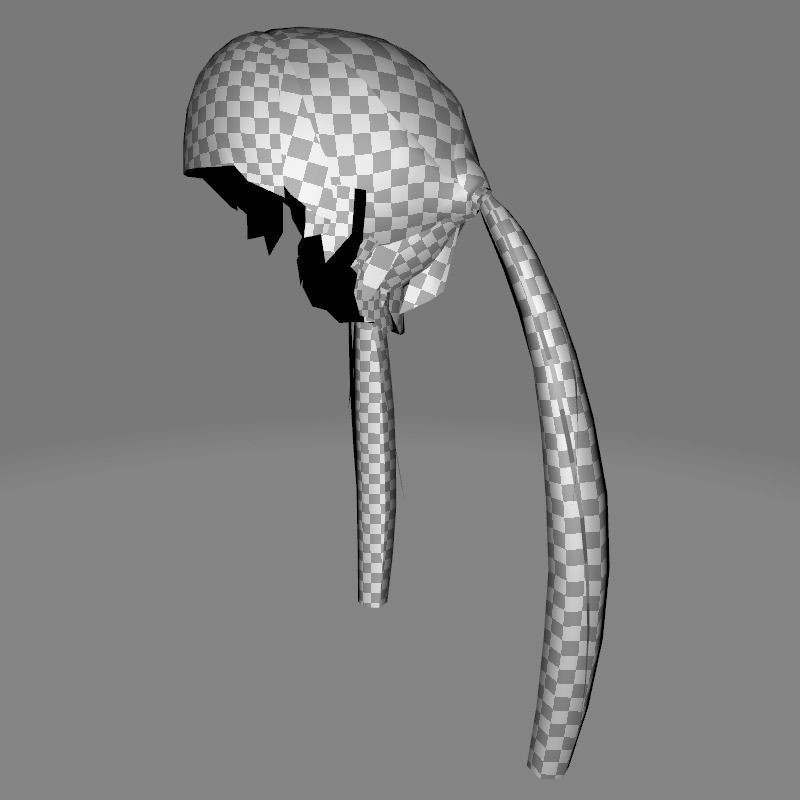 Female Long Up Pigtail 3D Model – Low Poly Hair Style, FBX