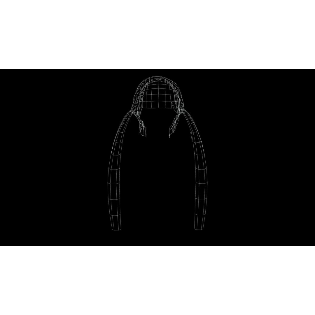 Female Long Up Pigtail 3D Model – Low Poly Hair Style, FBX - View 13